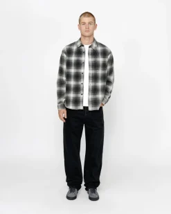 Shirts>Stüssy ROCCO FLANNEL PLAID SHIRT Grey
