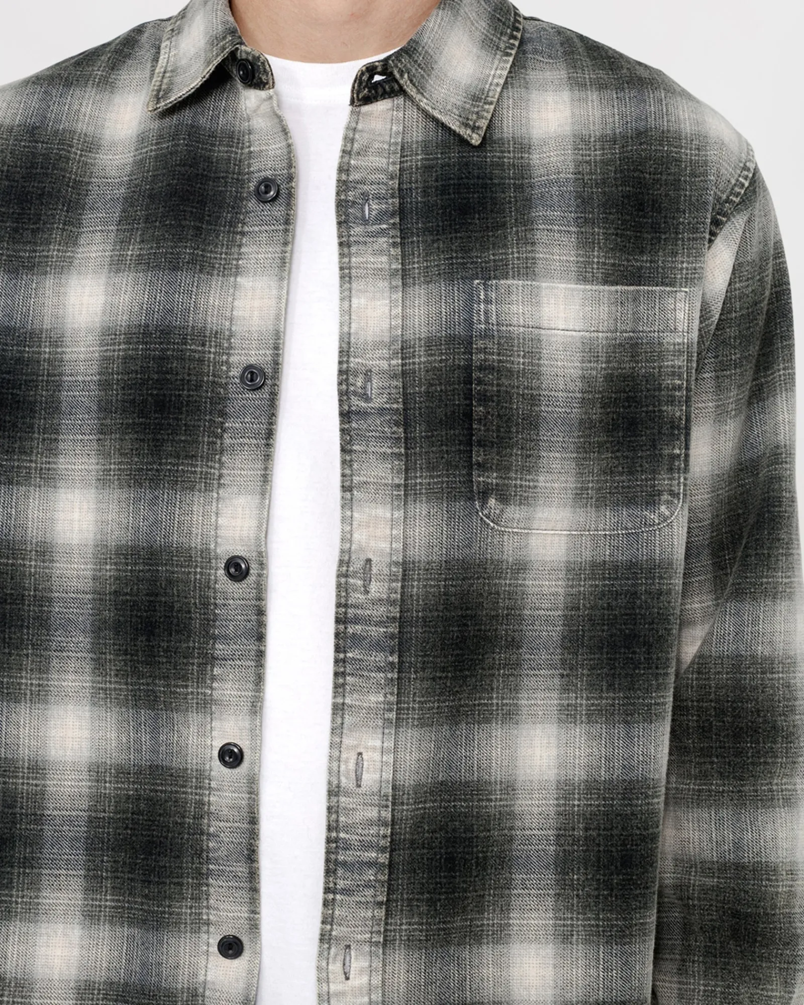 Shirts>Stüssy ROCCO FLANNEL PLAID SHIRT Grey