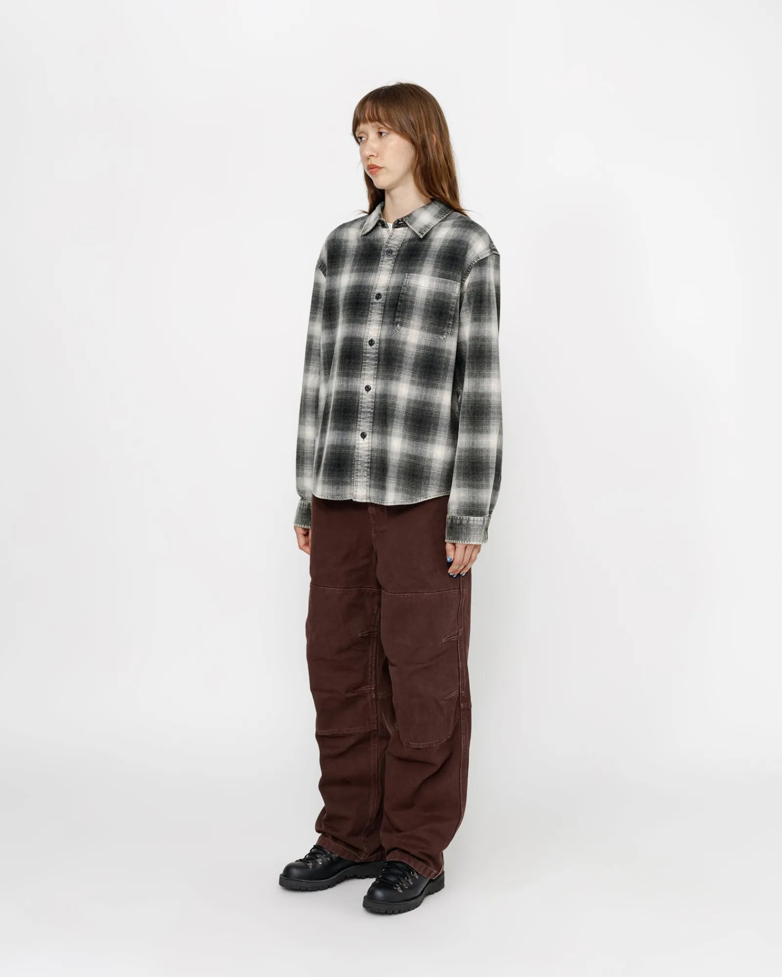 Shirts>Stüssy ROCCO FLANNEL PLAID SHIRT Grey