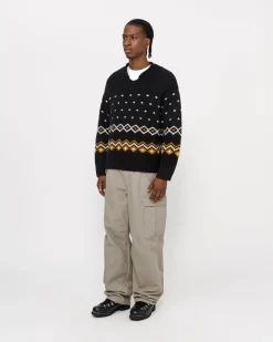 Knits>Stüssy ROLL NECK FAIRISLE SWEATER Charcoal
