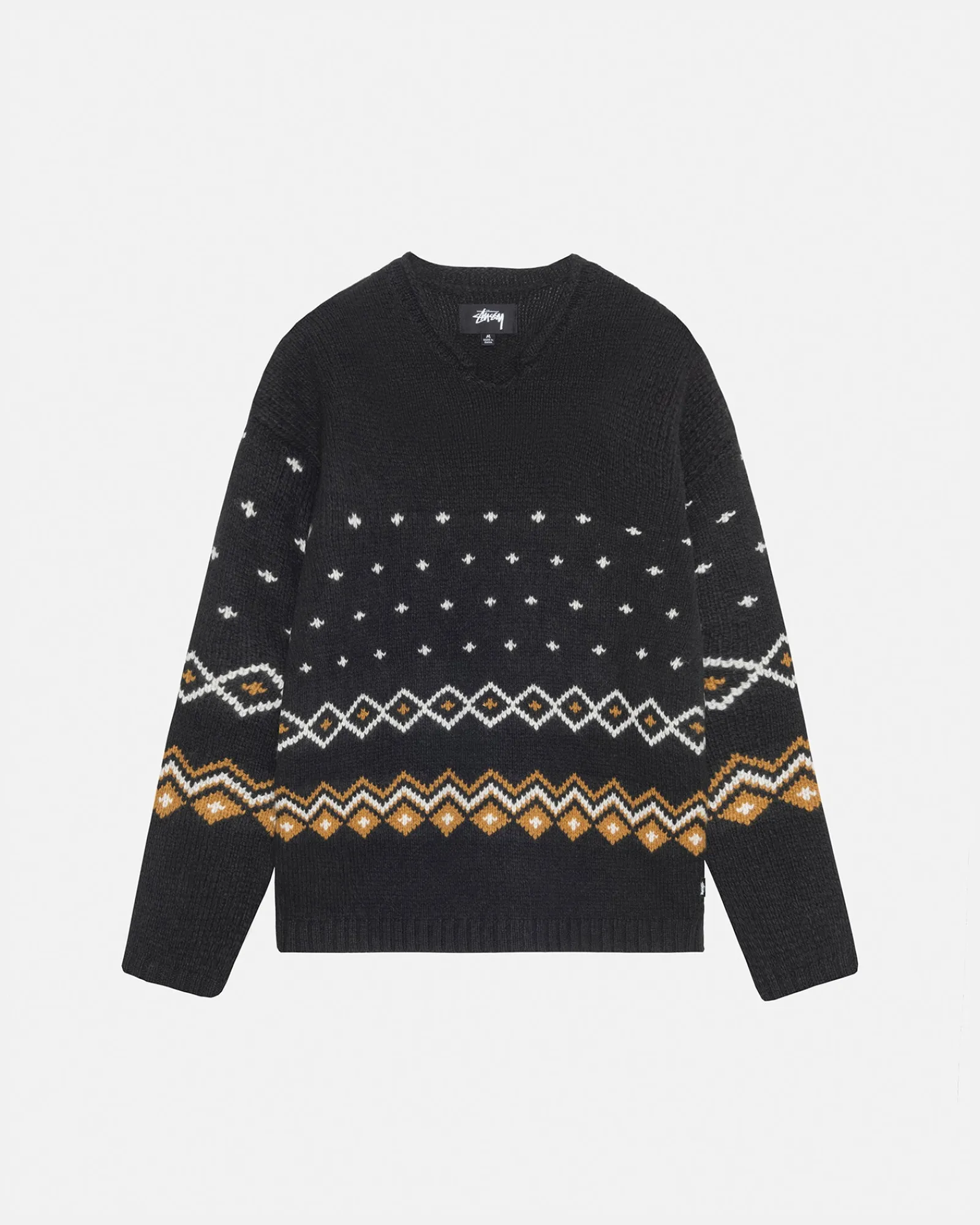 Knits>Stüssy ROLL NECK FAIRISLE SWEATER Charcoal
