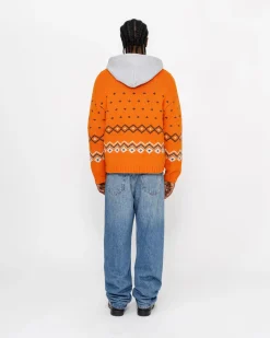 Knits>Stüssy ROLL NECK FAIRISLE SWEATER Orange