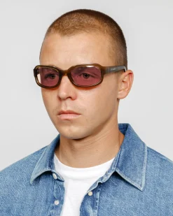 Accessories|Eyegear>Stüssy ROME SUNGLASSES Brown / Pink Lens
