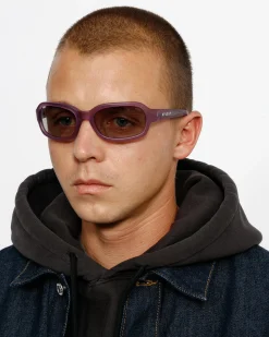 Accessories|Eyegear>Stüssy ROME SUNGLASSES Matte Purple/Dark Grey Lens