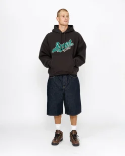 Hoodies>Stüssy SATIN PATCH HOODIE Washed Black