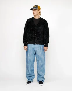 Knits>Stüssy SHAGGY CARDIGAN Black