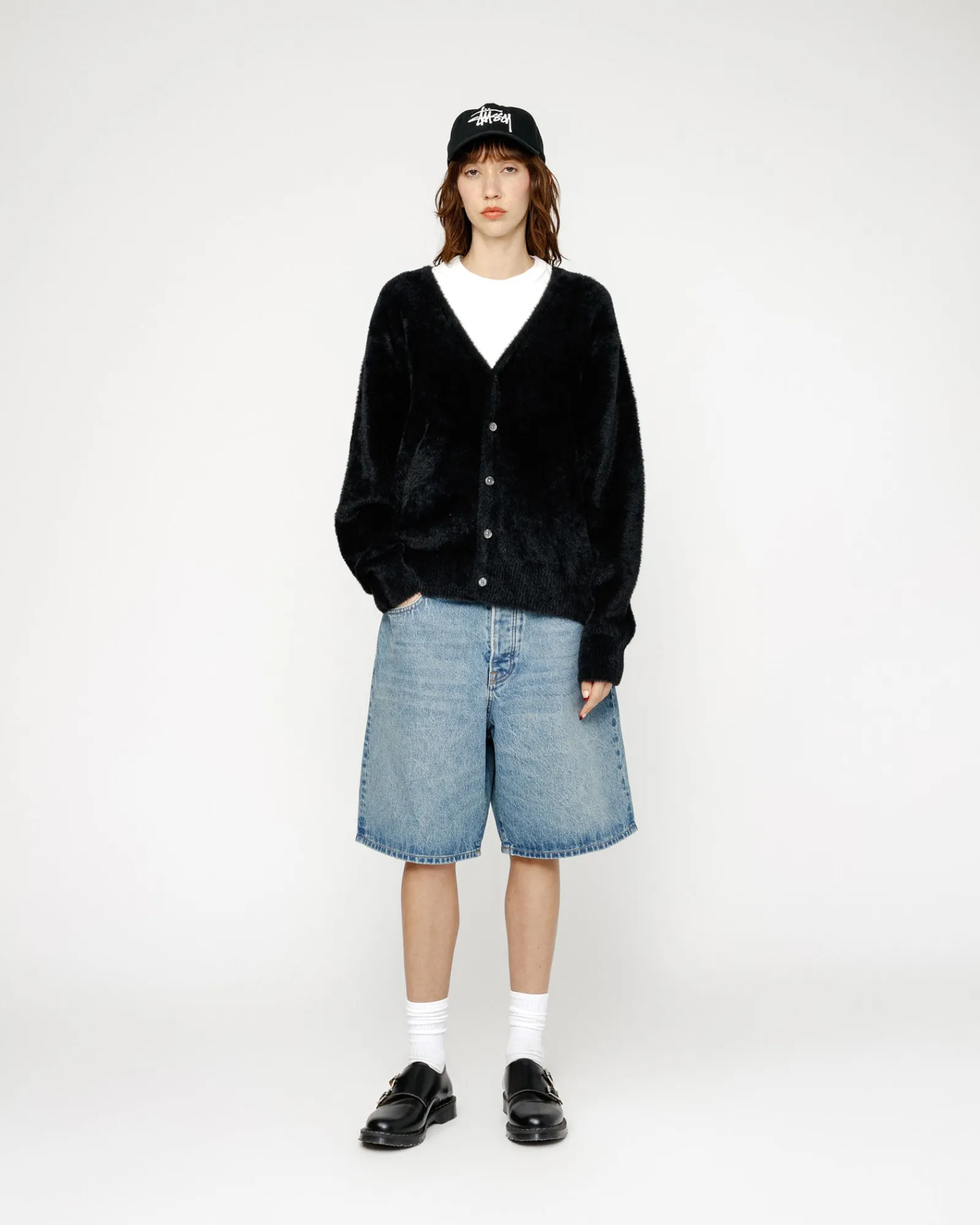 Knits>Stüssy SHAGGY CARDIGAN Black