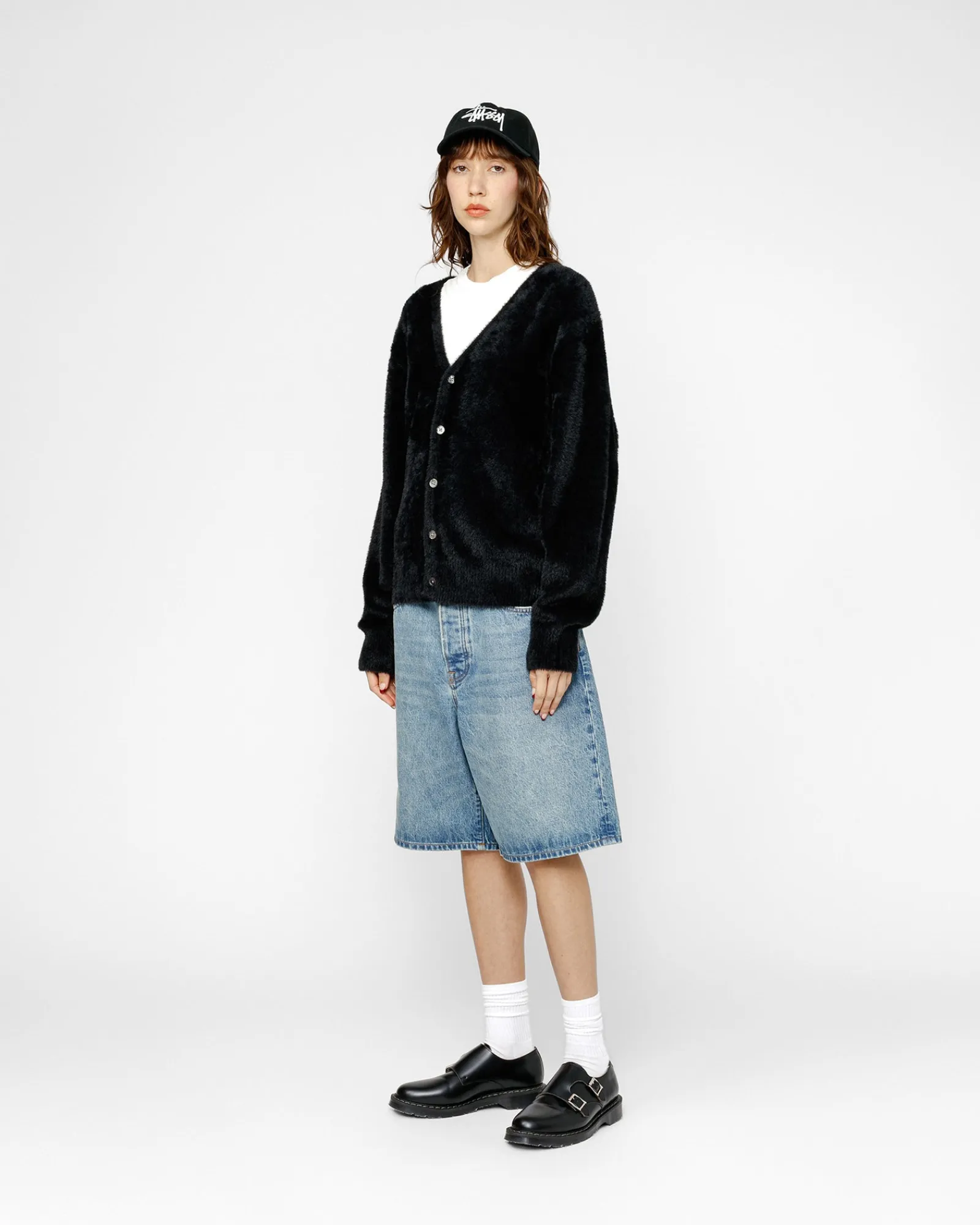 Knits>Stüssy SHAGGY CARDIGAN Black
