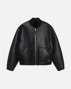 Outerwear>Stüssy SHEARLING REVERSIBLE BOMBER Black