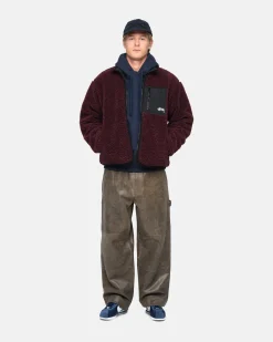 Outerwear>Stüssy SHERPA REVERSIBLE JACKET Burgundy