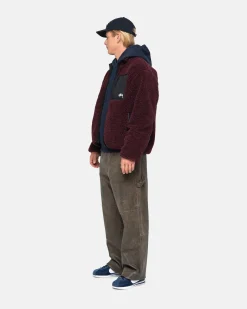 Outerwear>Stüssy SHERPA REVERSIBLE JACKET Burgundy