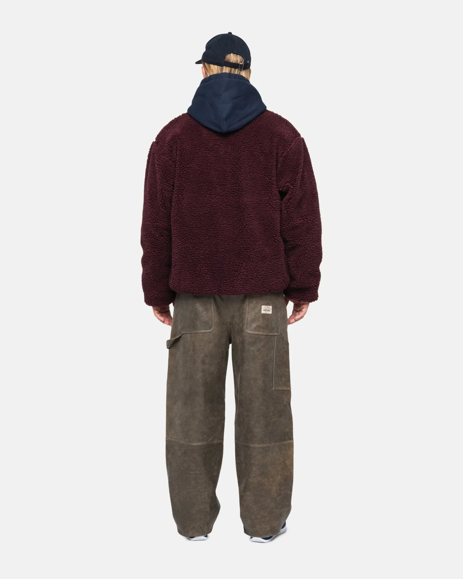Outerwear>Stüssy SHERPA REVERSIBLE JACKET Burgundy