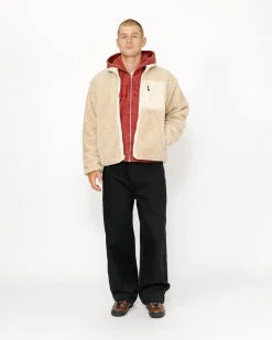 Outerwear>Stüssy SHERPA REVERSIBLE JACKET Natural
