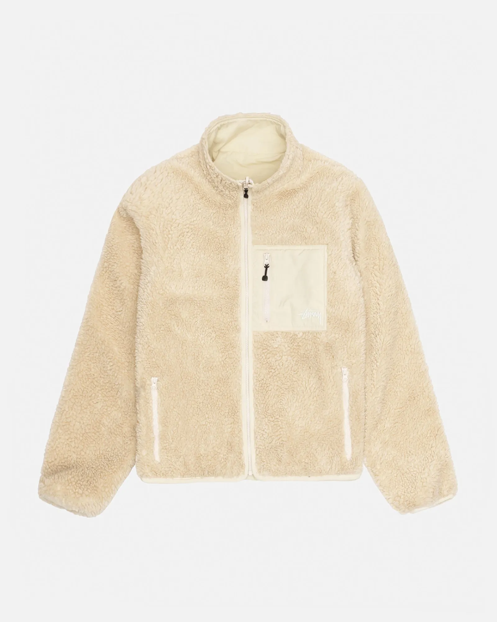 Outerwear>Stüssy SHERPA REVERSIBLE JACKET Natural