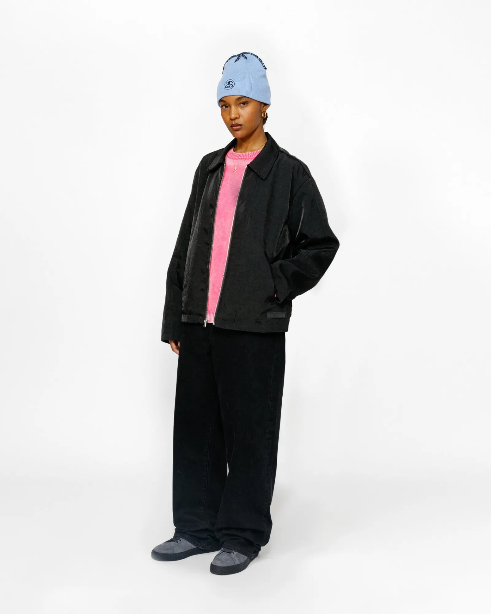 Outerwear>Stüssy SS LINK NYLON CLUB JACKET Black