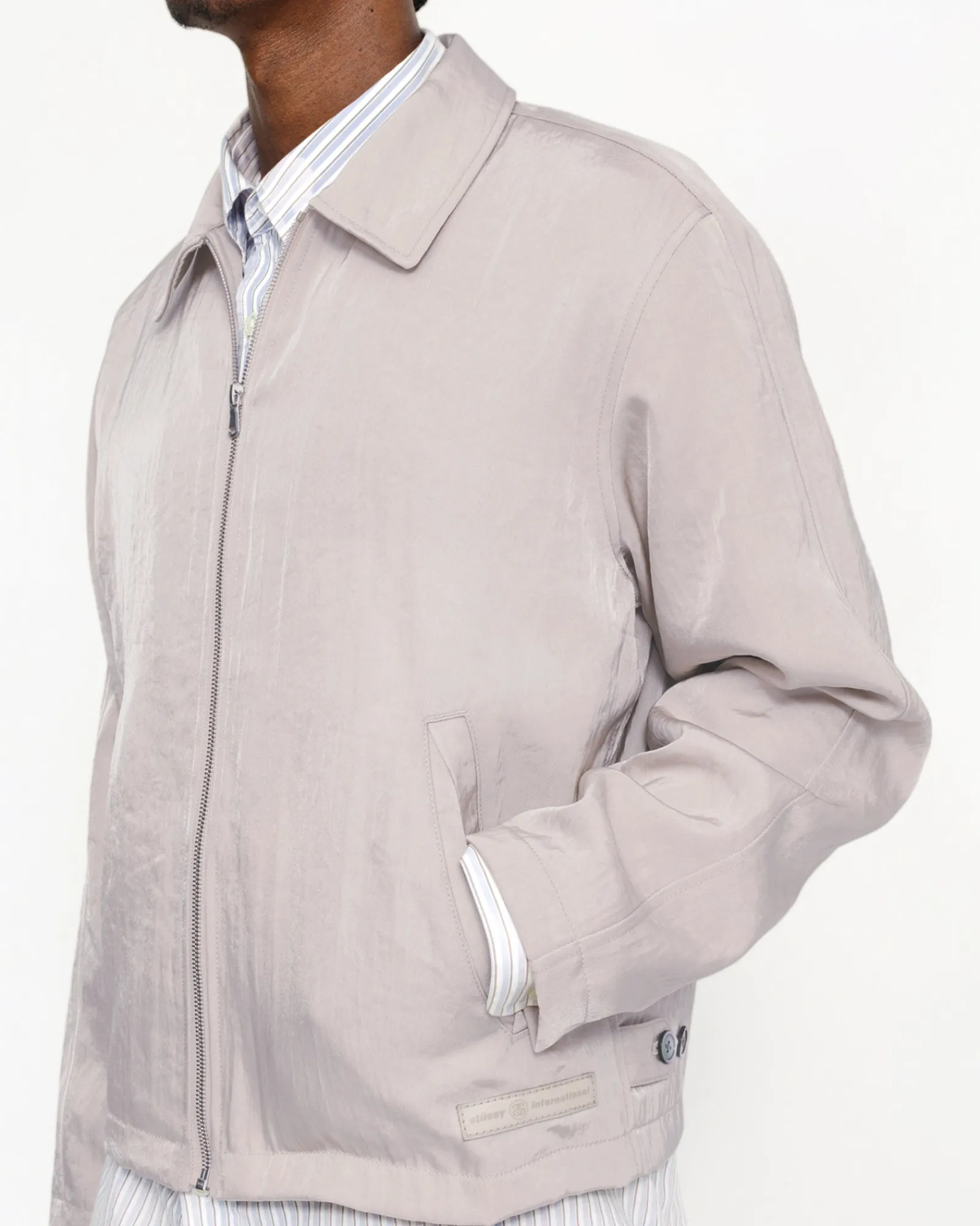 Outerwear>Stüssy SS LINK NYLON CLUB JACKET Bone