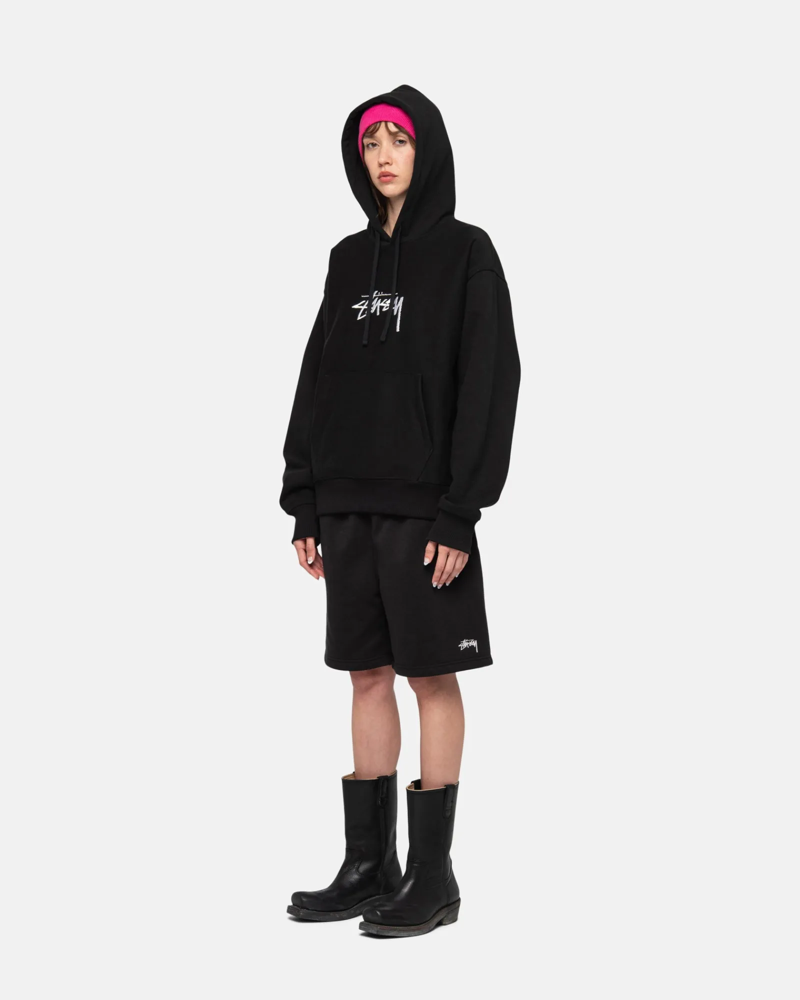 Shorts>Stüssy STOCK LOGO SWEATSHORT Black