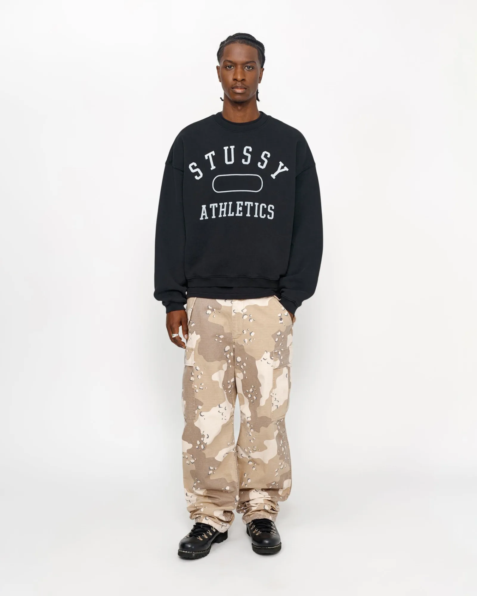 Crews>Stüssy STÜSSY ATHLETICS CREW Washed Black