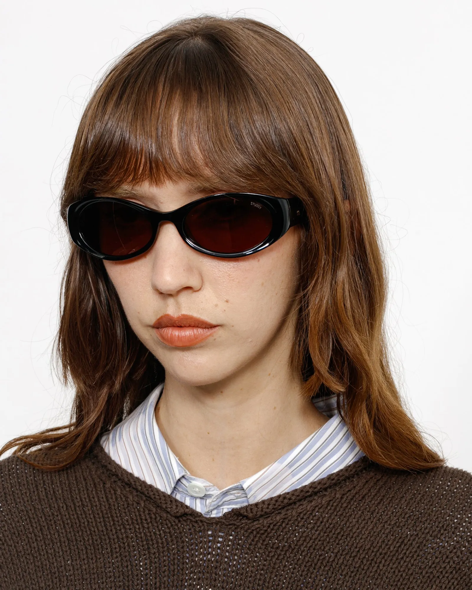 Accessories|Eyegear>Stüssy TRACY SUNGLASSES Black / Dark Amber