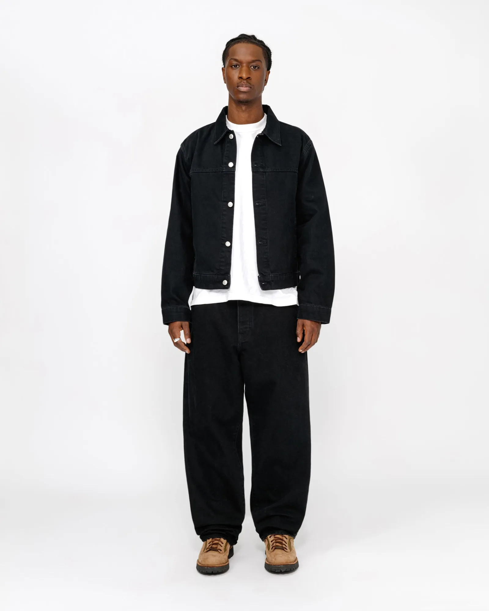 Outerwear|Denim>Stüssy TRUCKER JACKET DENIM Black