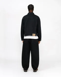 Outerwear|Denim>Stüssy TRUCKER JACKET DENIM Black