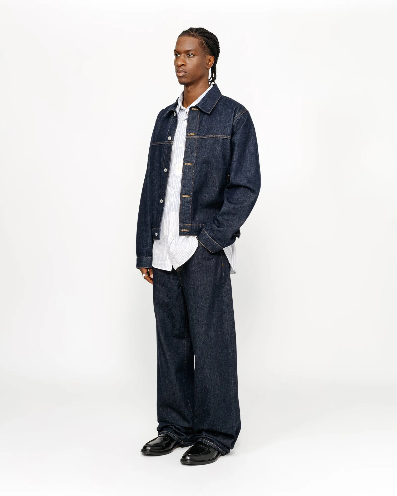 Denim|Outerwear>Stüssy TRUCKER JACKET DENIM Rinsed Indigo