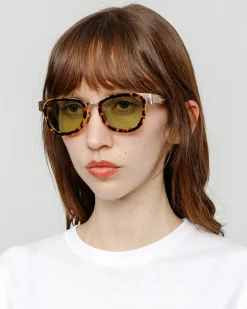 Accessories|Eyegear>Stüssy VIDAL SUNGLASSES Tortoise / Green Lens
