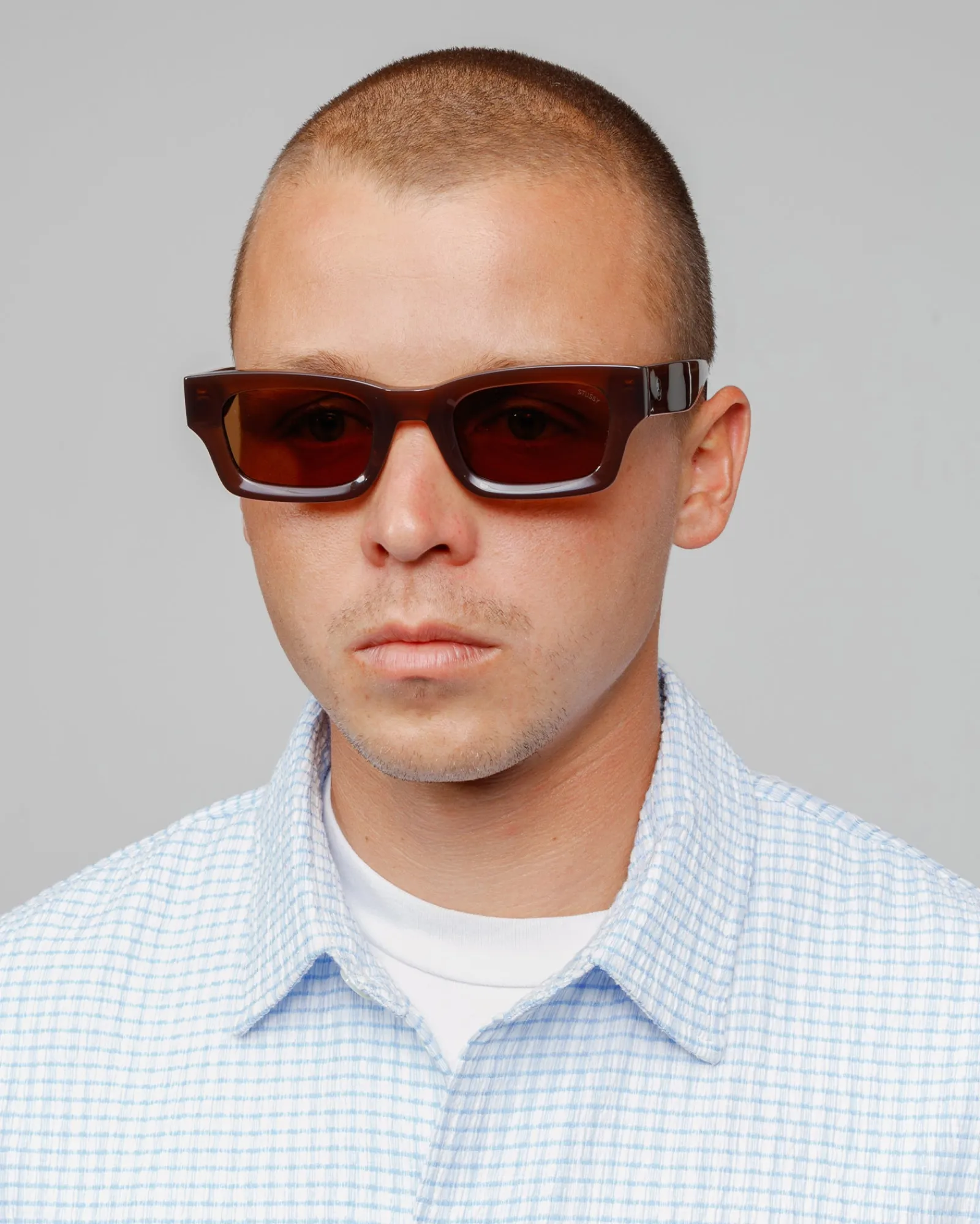 Accessories|Eyegear>Stüssy VINCENT SUNGLASSES Espresso / Brown Lens