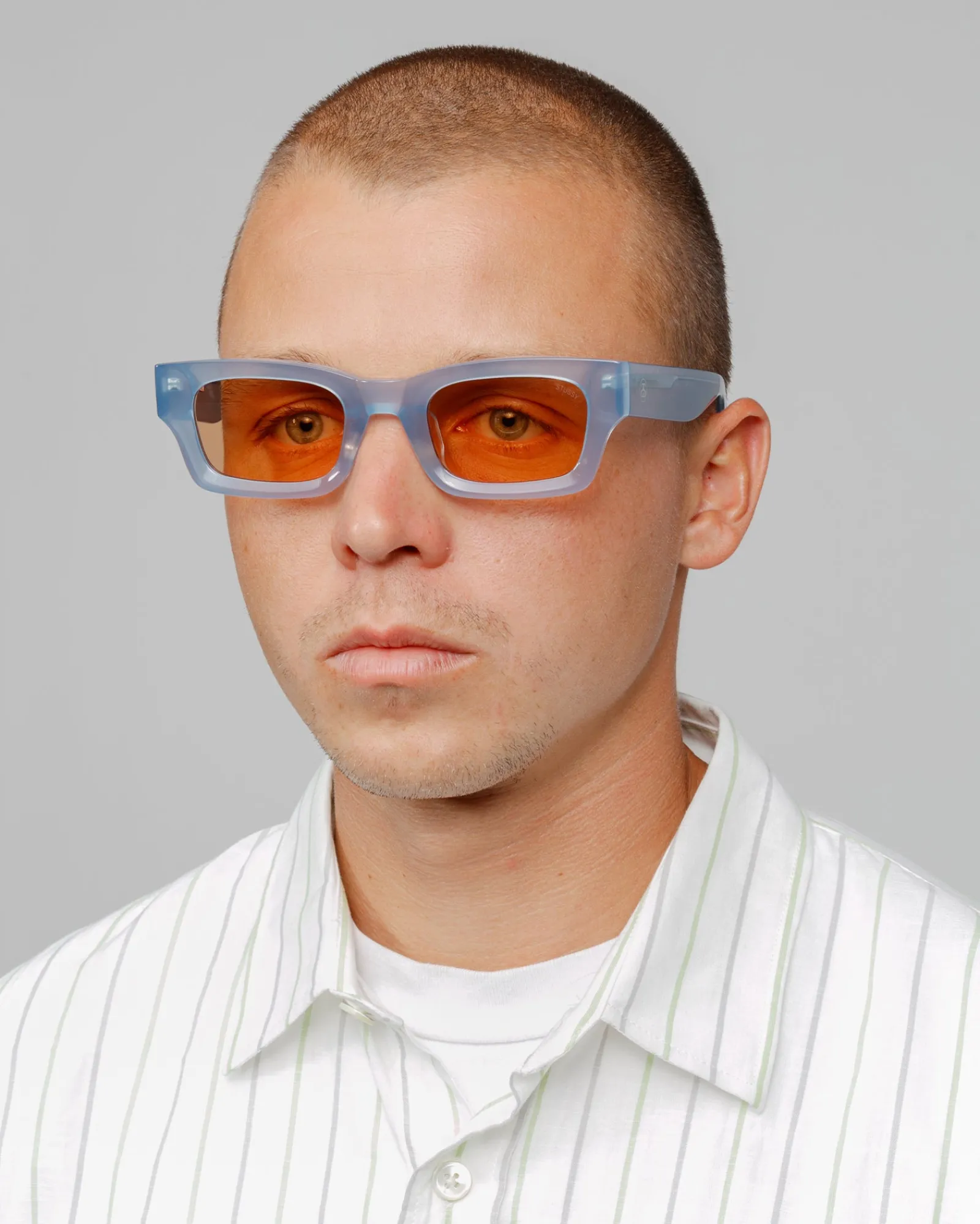 Accessories|Eyegear>Stüssy VINCENT SUNGLASSES Slate Blue / Orange Lens