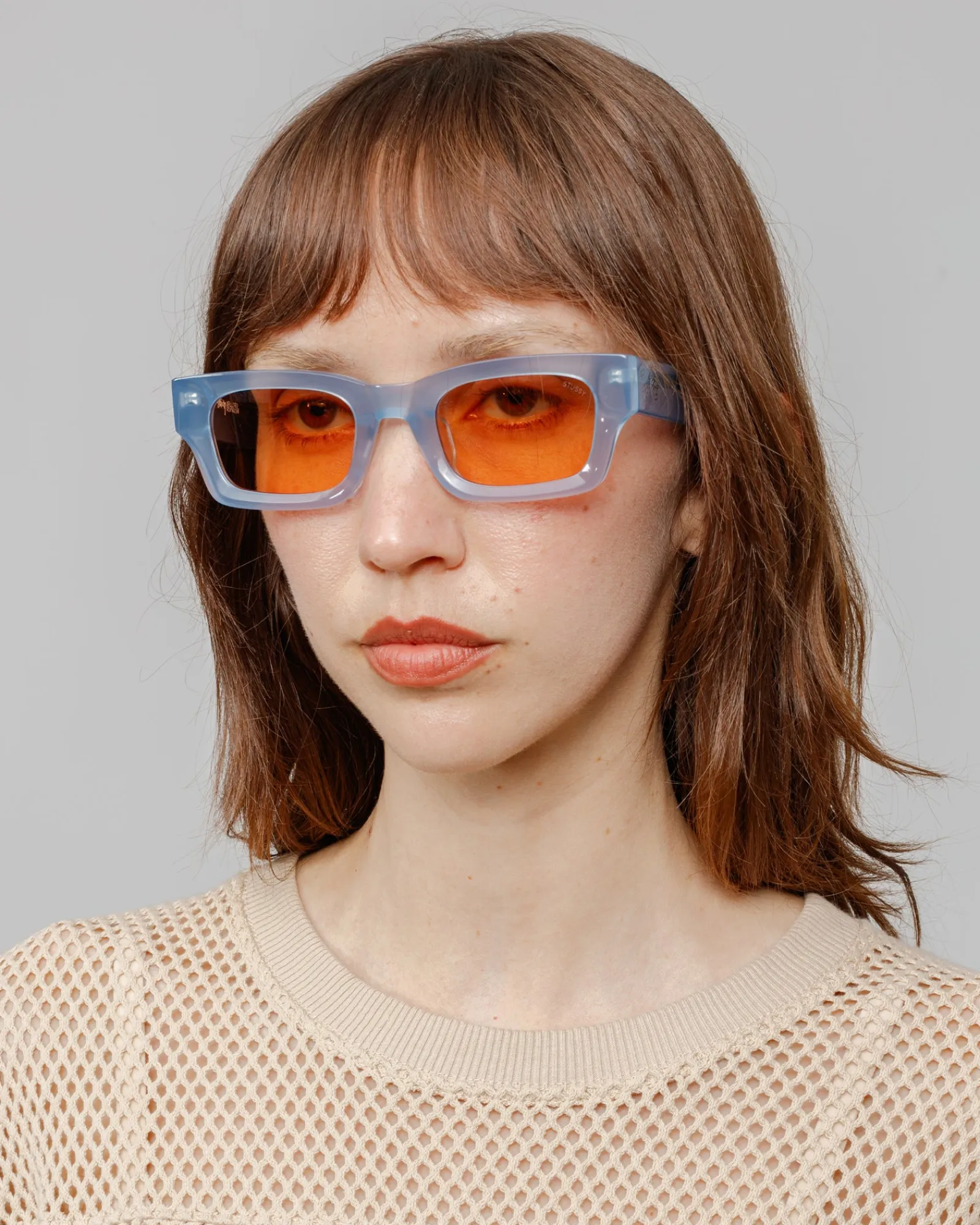 Accessories|Eyegear>Stüssy VINCENT SUNGLASSES Slate Blue / Orange Lens
