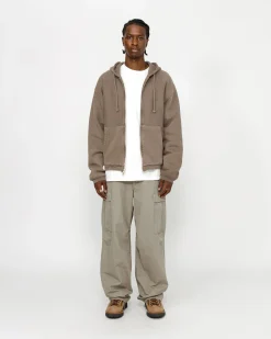 Hoodies>Stüssy WAFFLE LINED ZIP HOODIE Brown