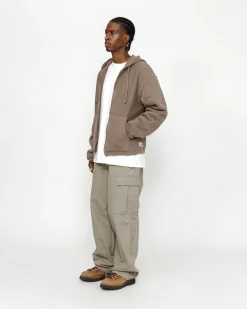 Hoodies>Stüssy WAFFLE LINED ZIP HOODIE Brown