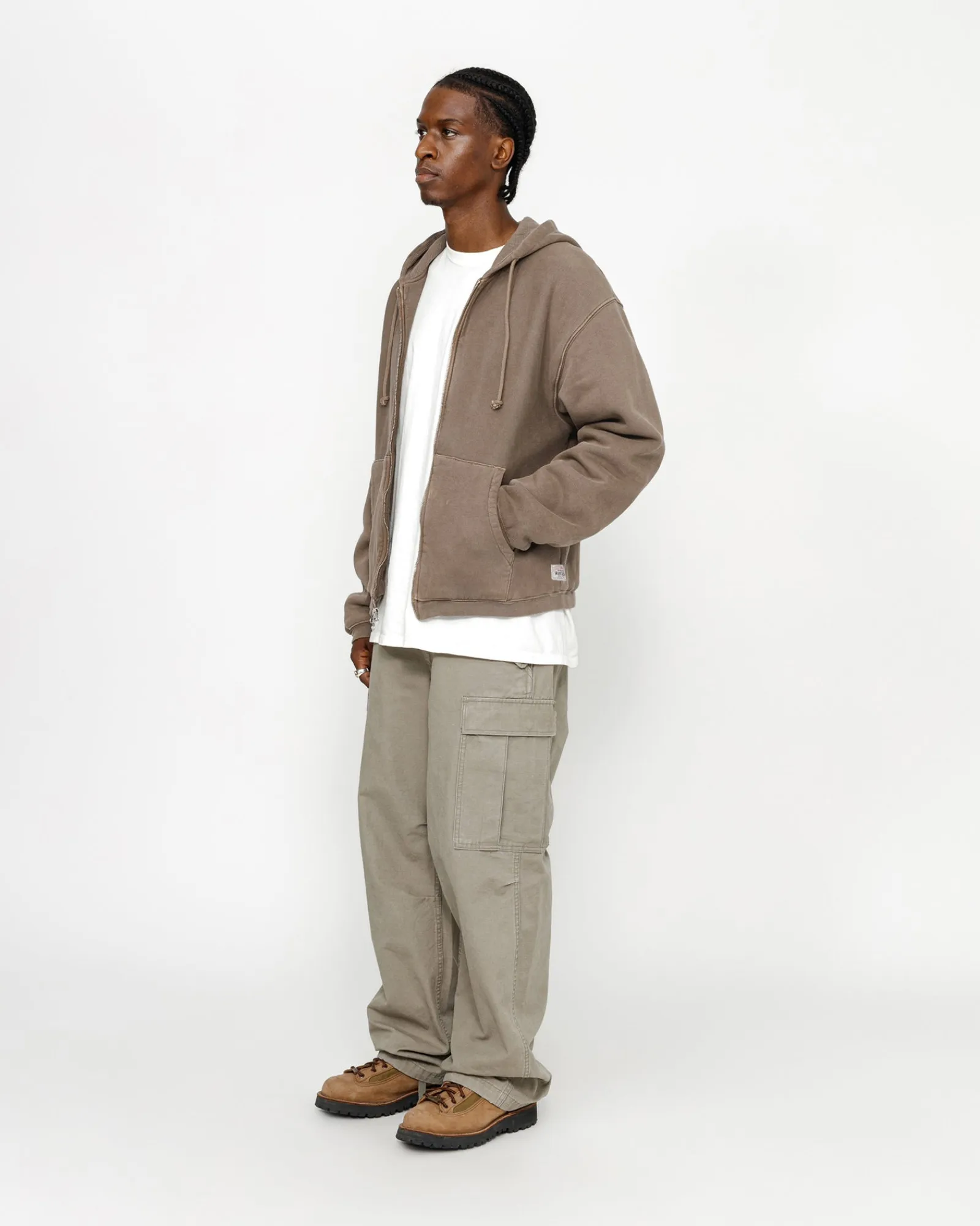 Hoodies>Stüssy WAFFLE LINED ZIP HOODIE Brown