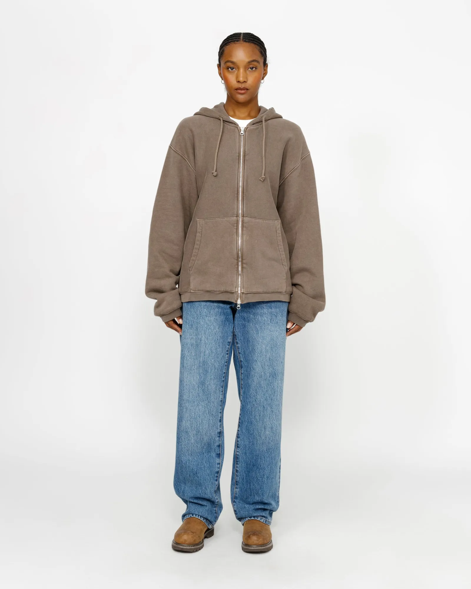 Hoodies>Stüssy WAFFLE LINED ZIP HOODIE Brown