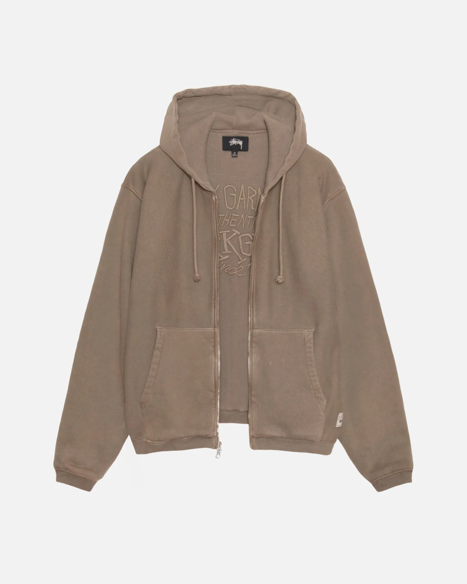 Hoodies>Stüssy WAFFLE LINED ZIP HOODIE Brown