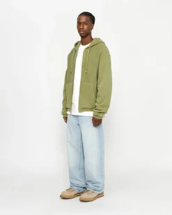 Hoodies>Stüssy WAFFLE LINED ZIP HOODIE Green