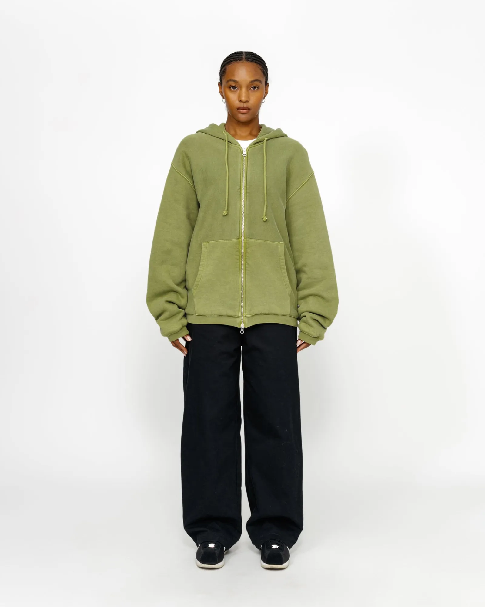 Hoodies>Stüssy WAFFLE LINED ZIP HOODIE Green
