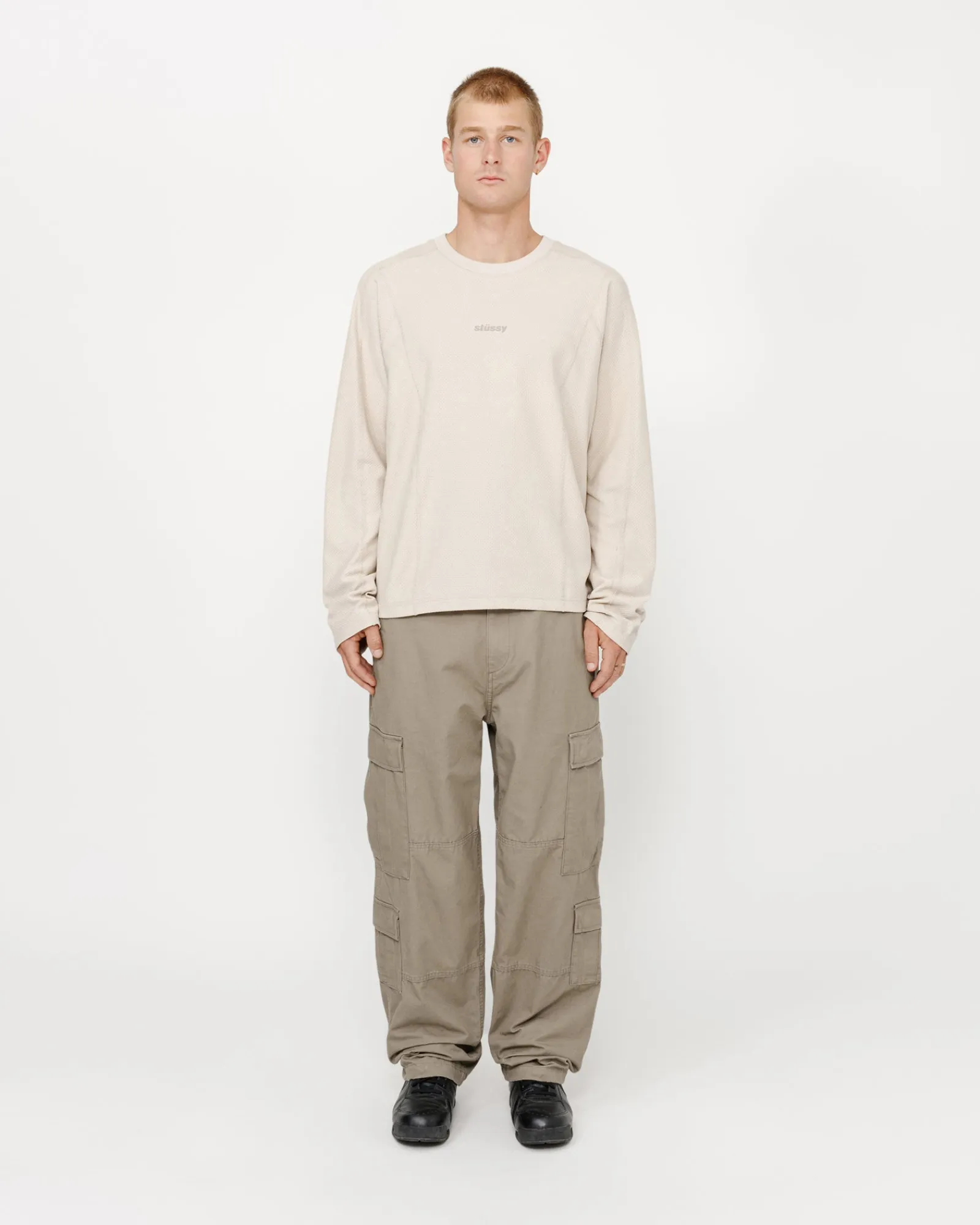 Tees>Stüssy WAVE JERSEY CREW Bone