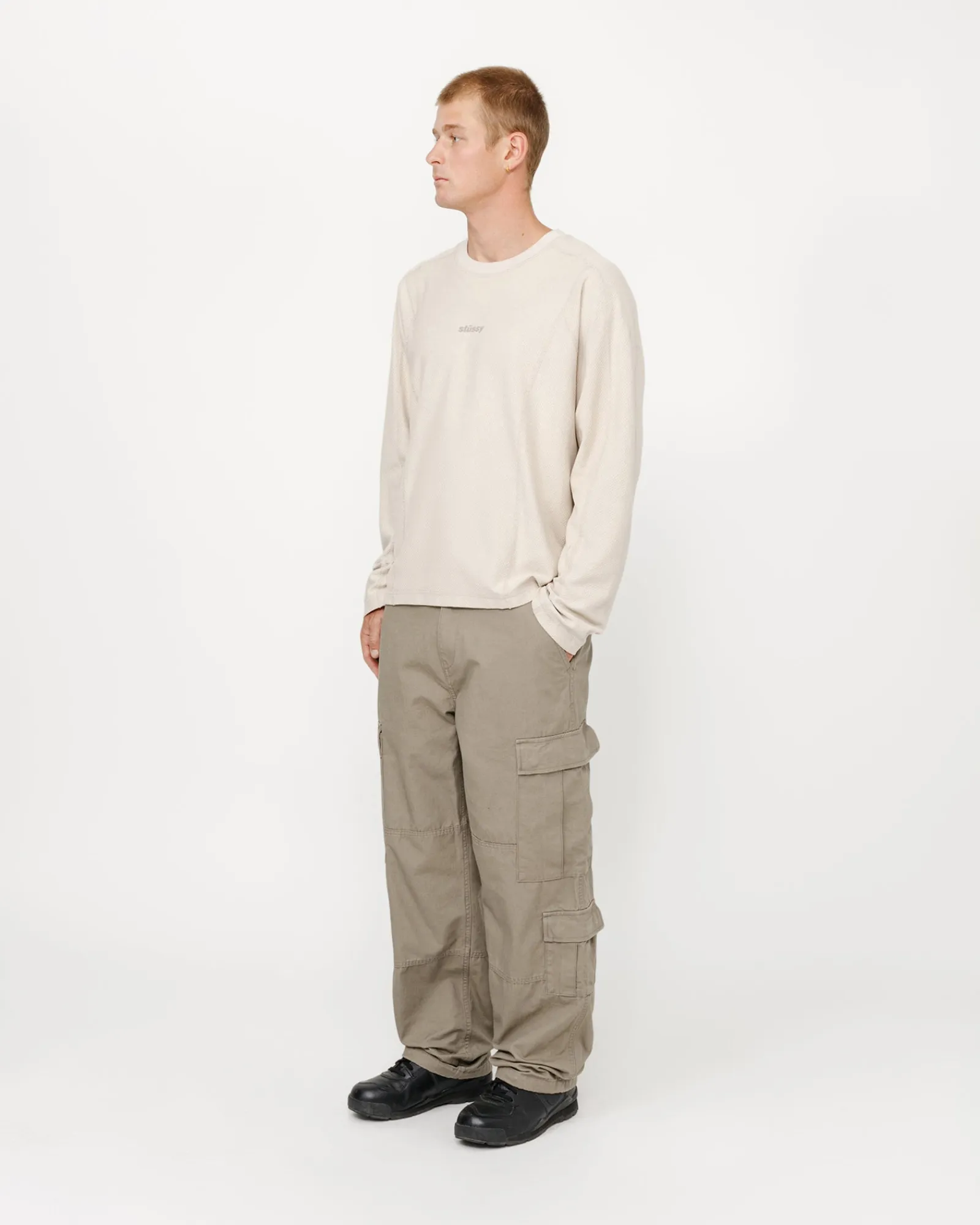 Tees>Stüssy WAVE JERSEY CREW Bone