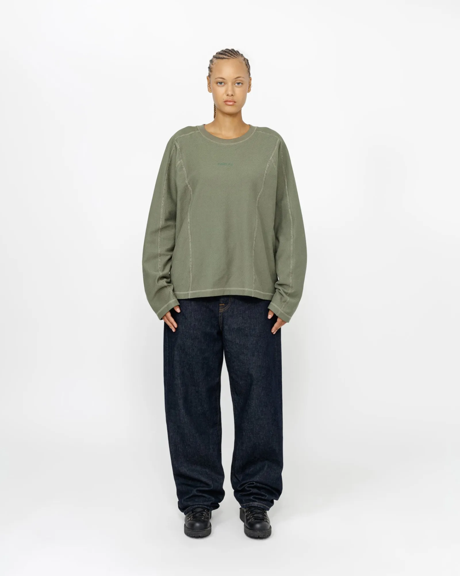 Tees>Stüssy WAVE JERSEY CREW Olive