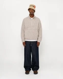 Knits>Stüssy WOOL BLEND SHERPA MOCK NECK Tan