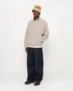 Knits>Stüssy WOOL BLEND SHERPA MOCK NECK Tan