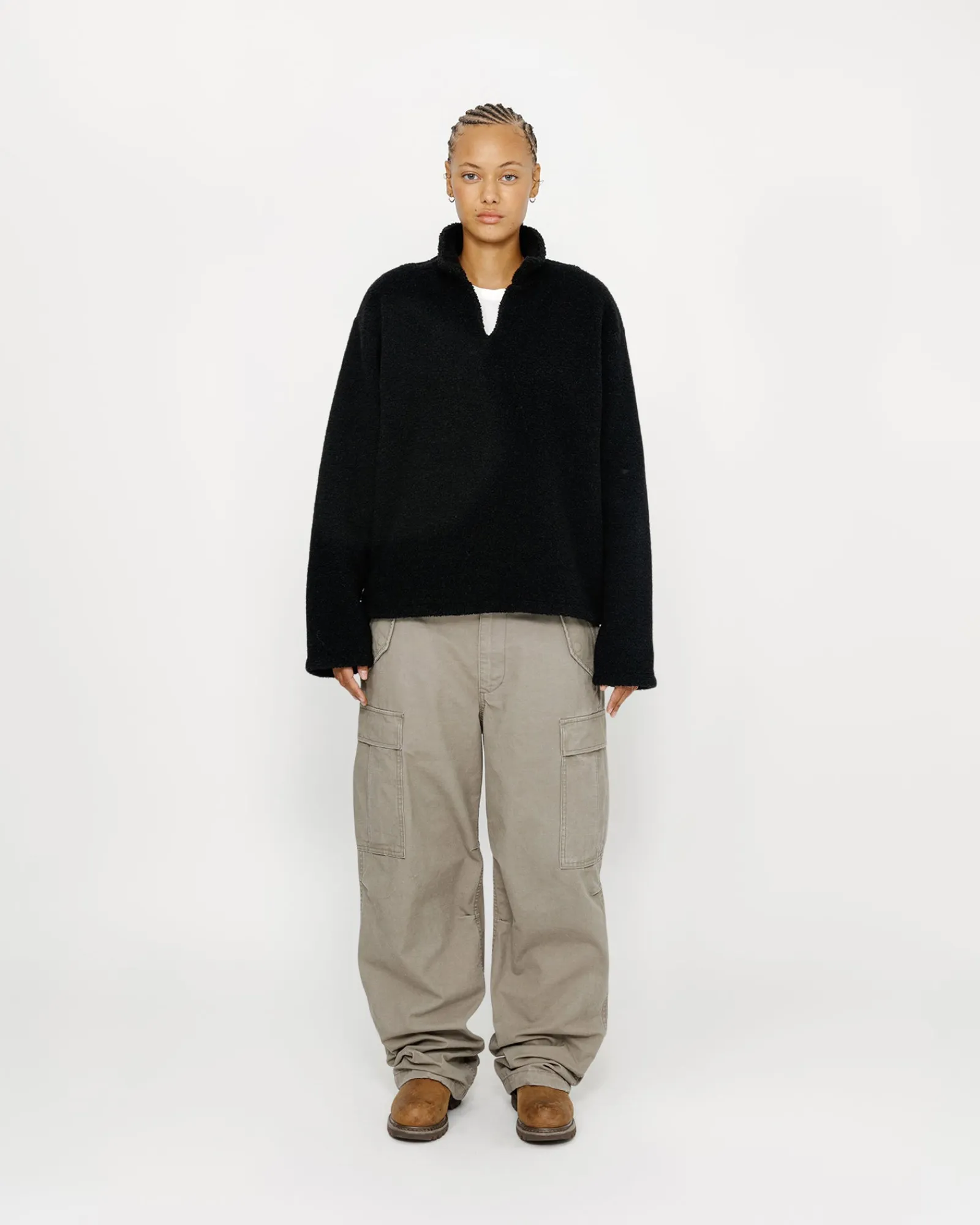 Knits>Stüssy WOOL BLEND SHERPA PULLOVER Black