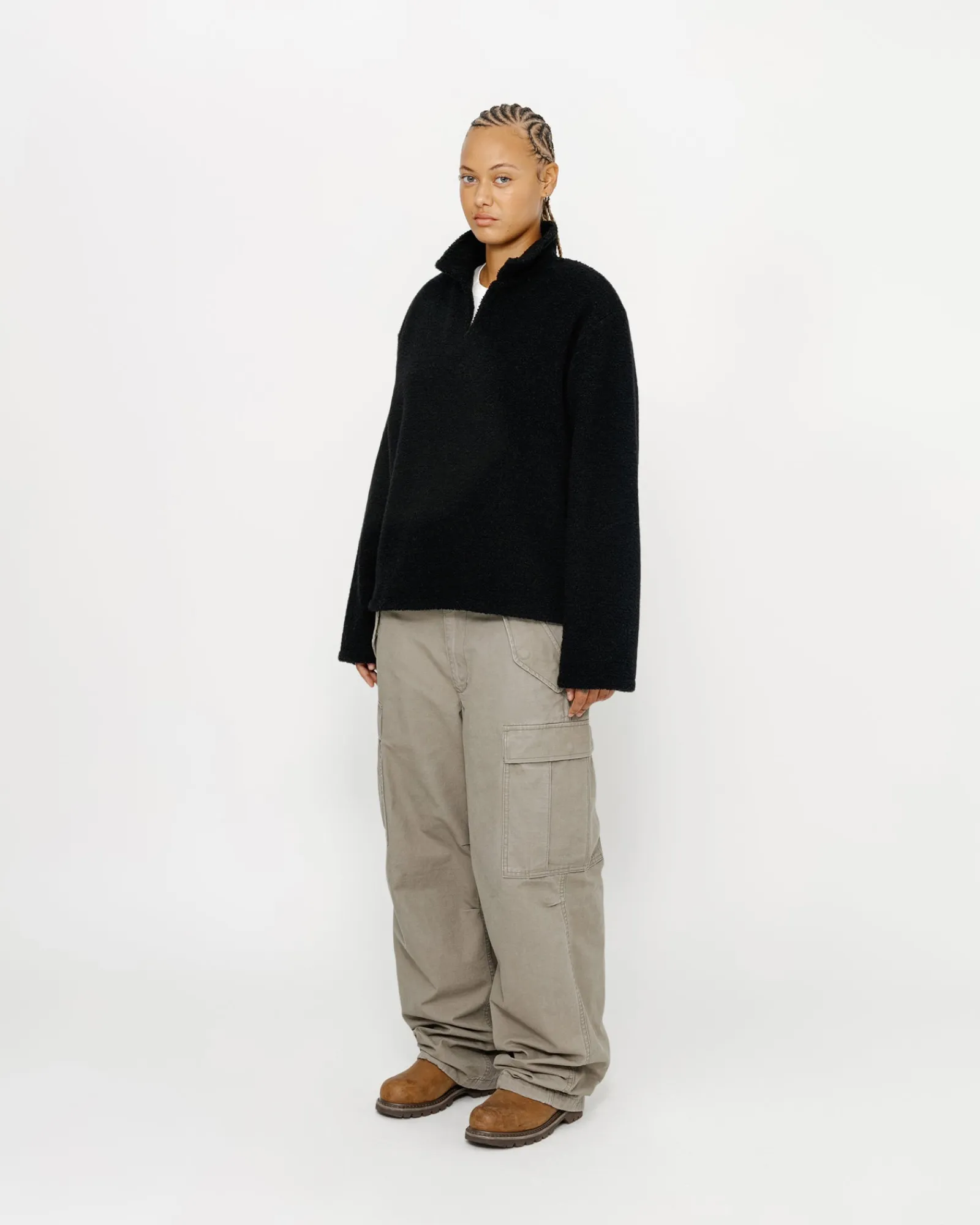 Knits>Stüssy WOOL BLEND SHERPA PULLOVER Black