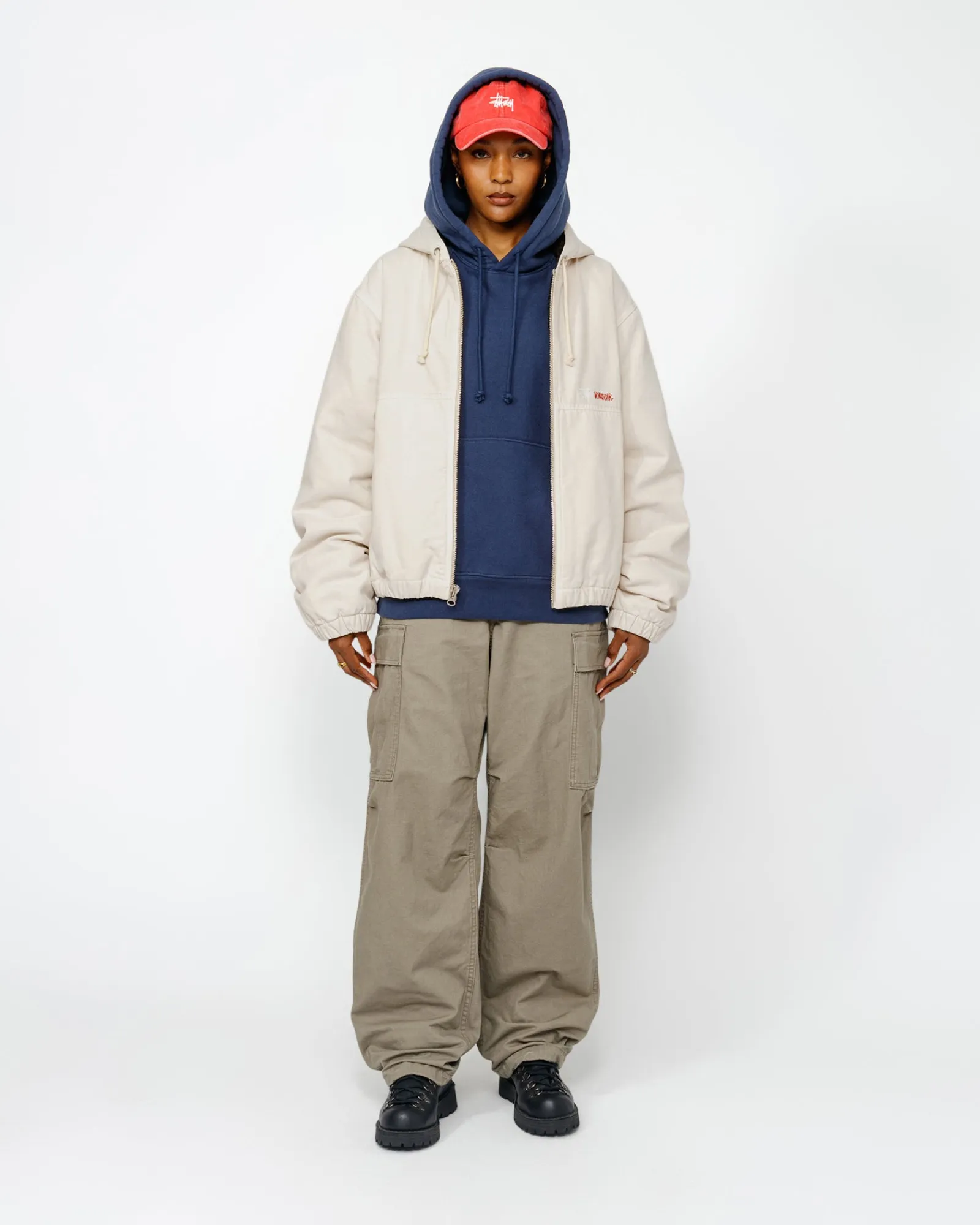 Outerwear>Stüssy WORK JACKET INSULATED CANVAS Bone