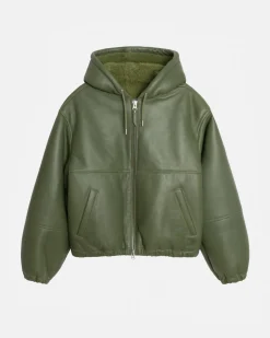 Outerwear>Stüssy WORK JACKET SHEARLING Green