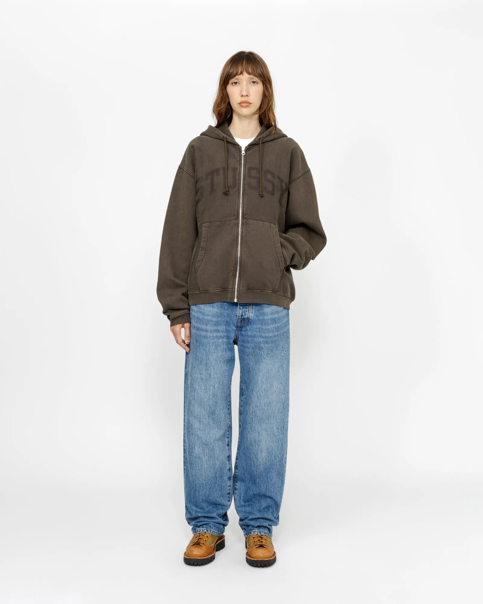 Hoodies>Stüssy ZIP HOODIE FADED GRAPHIC Olive