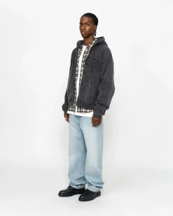 Hoodies>Stüssy ZIP HOODIE FADED GRAPHIC Washed Black