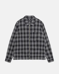 Shirts>Stüssy ZIP SHIRT TWISTED YARN PLAID Charcoal