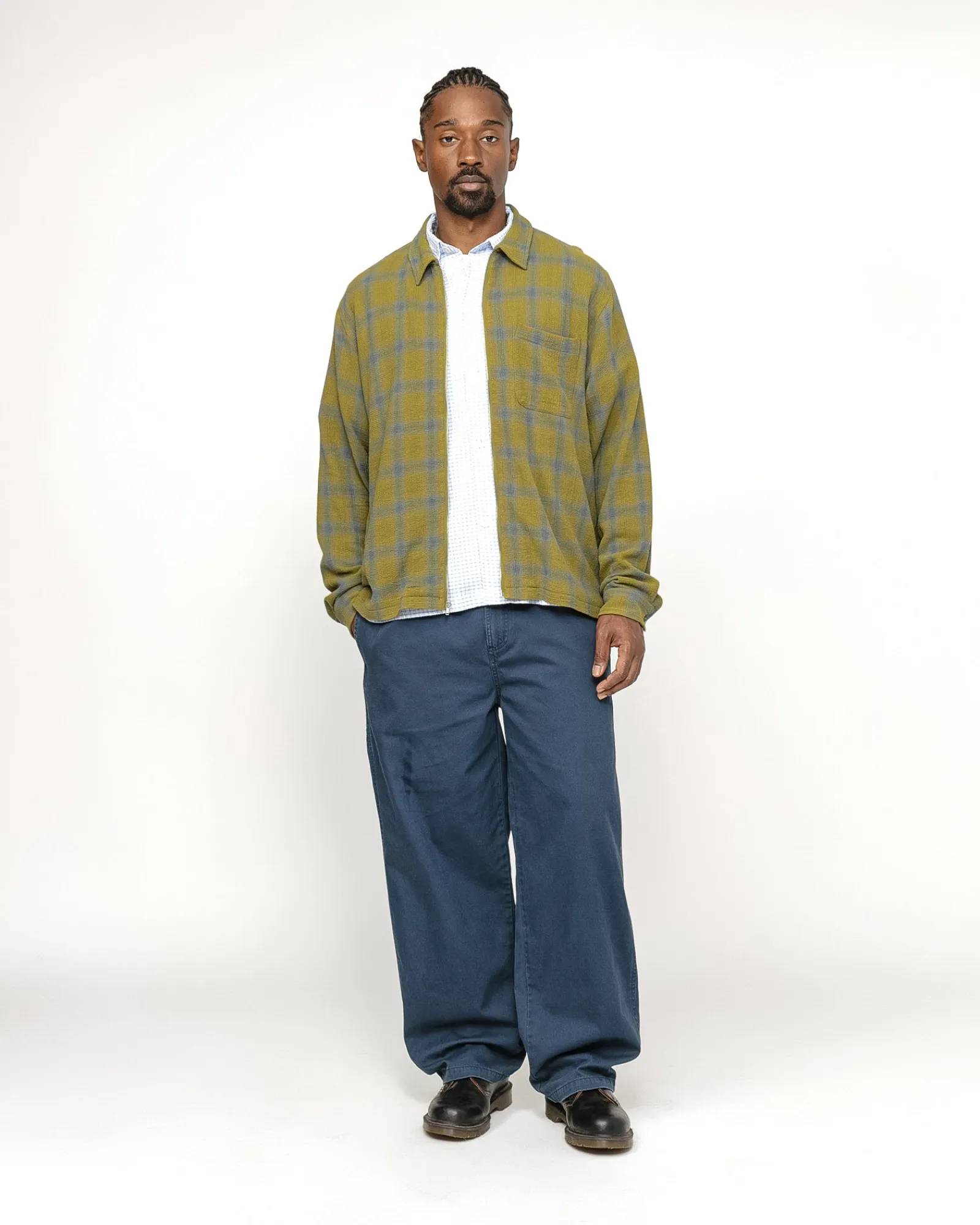Shirts>Stüssy ZIP SHIRT TWISTED YARN PLAID Green